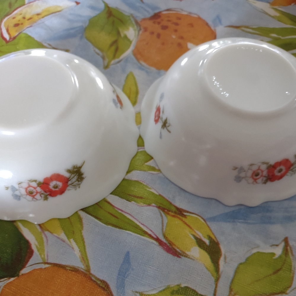 Arcopal France 2 bowls white blue trim cereals soup salad
